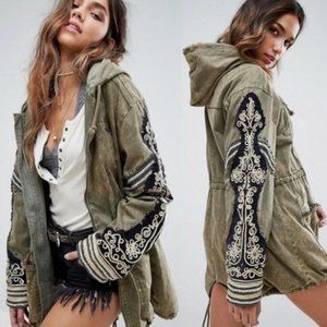 Free People Golden Quills Military Parka | Olive Green Hooded Jacket